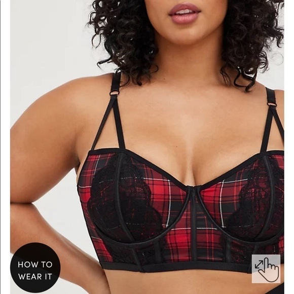 torrid Other - NWT Torrid Unlined Strappy Longline Bralette Red Black Plaid